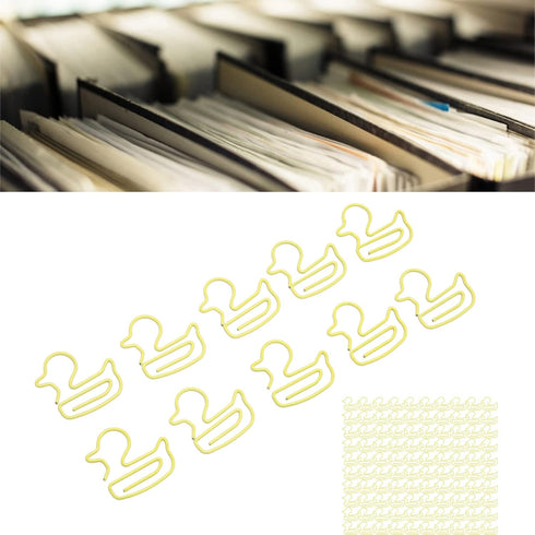 100 PCS Yellow Duck Shaped Paper Clips Metal Cute Fashion Paper Clips for Students Kids Teachers...