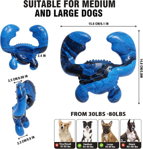 Dog Toys for Aggressive Chewers,Nylon Crab Durable Dog Toy for Medium Large Dogs, Bacon Flavor Interactive Dog Toys for Boredom,Blue...