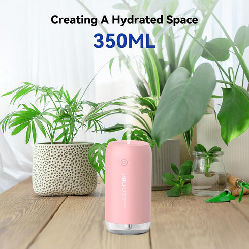 Portable Mini Humidifier, Small Cool Mist Humidifiers 350ml Quiet USB Personal Desktop Air Humidifier for Bedroom Home Plants Car Baby indoor Offi...