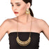 Touchstone Indian Bollywood Traditional Crescent Half Moon Theme Filigree Work Long Artistic Designer Jewelry Necklace Set In Antique Gold Tone Fo...