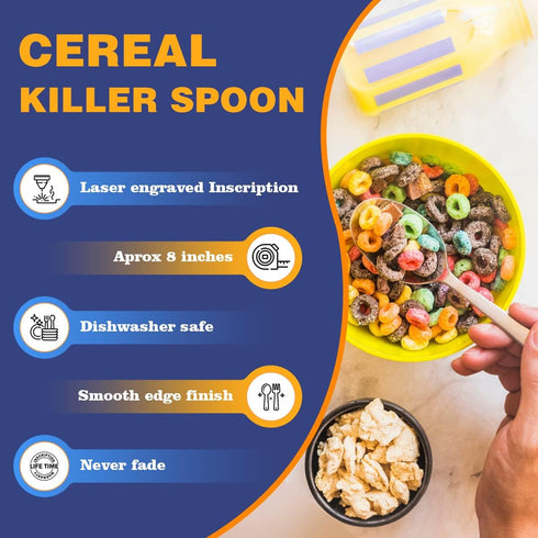 Fathers day Gifts for Dad Laser Engraved Cereal Killer Spoon Scoop, Real Deal for Cereal Lover, Tablespoon Size, Pragmatic Gift for Dad Who Wants ...