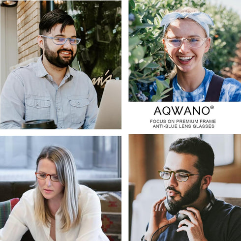 AQWANO 4 Pairs Half Moon Reading Glasses Blue Light Blocking, Computer Readers for Women Men Anti Glare Filter UV Ray Filter Full Frame Eyeglasses...