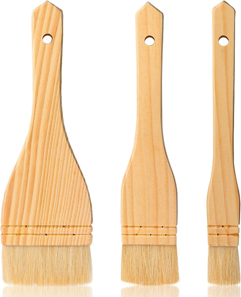 3Pcs Hake Brush Hake Paint Brush Flat Paint Brush, Artist Painting Brushes Set Sheep Hair Bristle Art Brushes for Wash,Ceramic Oil,(9 x 1 Inches, ...