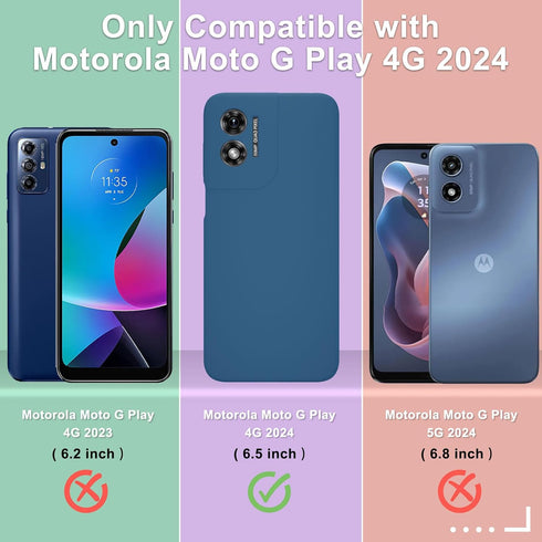 for Motorola Moto G Play 2024 Case, Silicone Phone Case with 1 Screen Protector, Soft Anti-Scratch Microfiber Lining, Full Body Shockproof Slim Co...