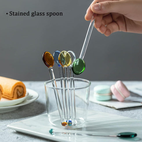 Generic 5Pcs Glass Stirring Spoons Heat Resistant Mixing Rod For Coffee Tea Yogurt Ice Cream Cocktail Cold Drink Salt Sugar Appetizers And Dessert...