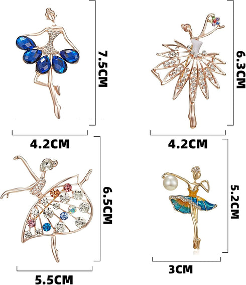 GOLDEN STRAWBERRY 8 PCS Dancing Girl Brooch Elegant Dance Skirt Pin Ladies for Women...
