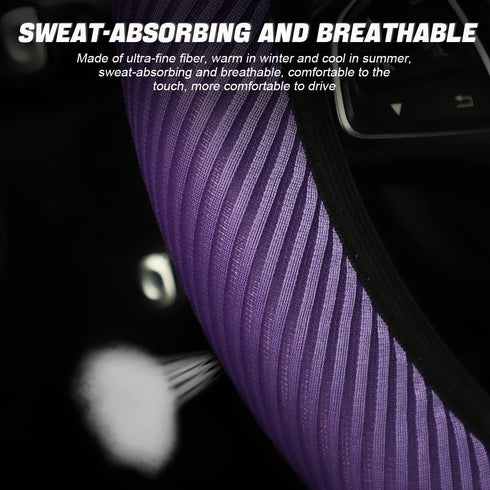 LoyaForba Car Steering Wheel Cover, Breathable Striped Mesh Auto Steering Wheel Protector, Universal Elastic Anti-Slip 15 inch for Men Women, Car ...