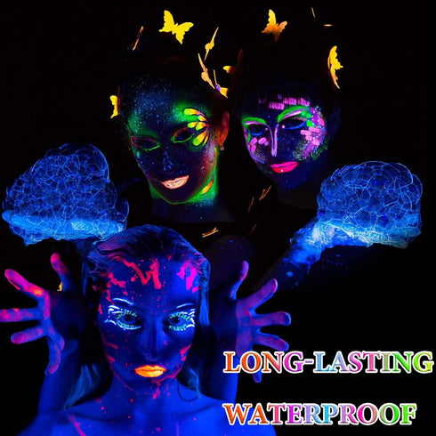 6 PCS Glow in The Dark Face Body Paint Crayons Kit,Professional Neon Face Paint Sticks Long Lasting Waterproof Glow in The Dark Party Supplies for...