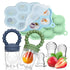 Silicone Baby Fruit Food Feeder, 2 Pack Freezer Tray with lid for Batch Prep,Introduce New Foods, Breastmilk Popsicle Molds, Silicone Teething Toy...