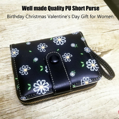 Cute Short Women Wallet, Bifold Card Holder Purse, Fancy Floral Money Pouch, Birthday Christmas Valentine's Day Gift for Female Ladies Girls...