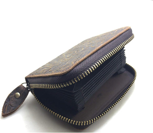 JJNUSA Men Minimalist Leather Wallet Card Holder Distressed Gifts Zipper bag...