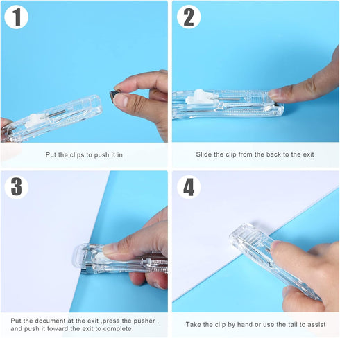 Stainless Steel Metal Refill Clips Dispenser, Mini Reusable Binder Pack Clamp, 1 Pack Push Stapler with 50pcs Binder Clips Silver 50pcs Colorful P...