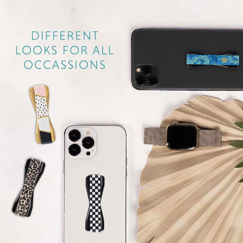 LOVEHANDLE Phone Grip with Black Checkered Design - Universal Phone Strap and Phone Grips for Back of Phone - Convenient Cell Phone Holder for Han...