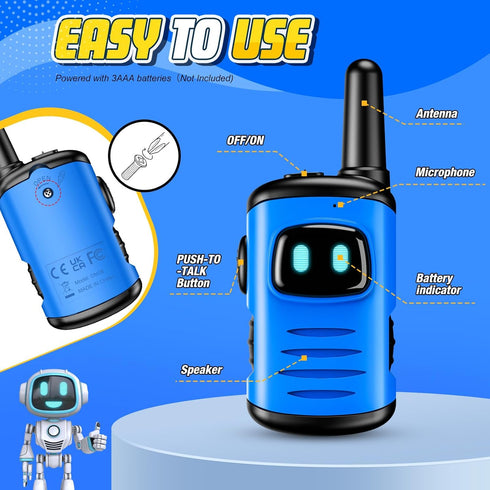 Kids Walkie Talkies Toys for Boys: comedyfun Mini Robots Walkies Talkies 2 Pack Birthday Gifts for 3 4 5 6-8 Year Old Boys Toys for 4 5 6 7 8-10 Y...