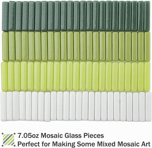 Mosaic Tiles for Crafts Bulk,200g Mixed Colors Mosaic Glass Pieces,Strips Shapes Glass Tiles for DIY Crafts Art,Mosaic Supplies and Mosaic Project...