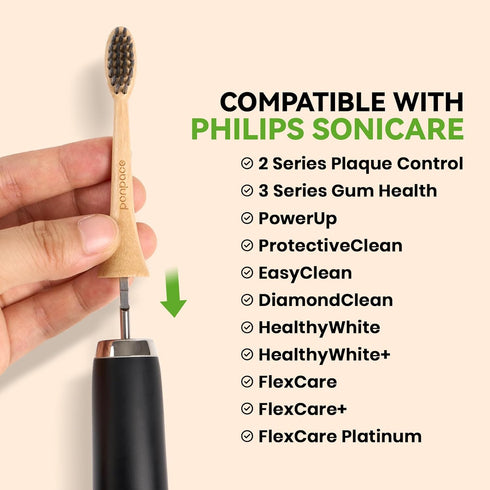 Bamboo Electric Toothbrush Replacement Heads Compatible with Philips Sonicare, Soft Charcoal Infused Bristles...