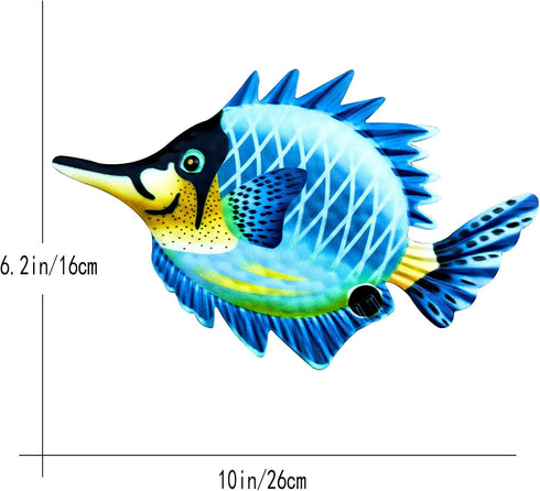 HHgrowe Metal fish art wall decor ocean beach swimming pool garden decoration indoor and outdoor home hanging decoration Sculpture Statue 4PC...