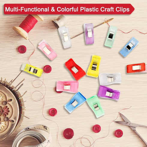 BamLue 100 Pack-Upgrade Handy Holding Easier Sewing Clips Multicolor for Sewing Craft Clamps,Crafting,Crochet and Knitting,All Purpose for Quiltin...