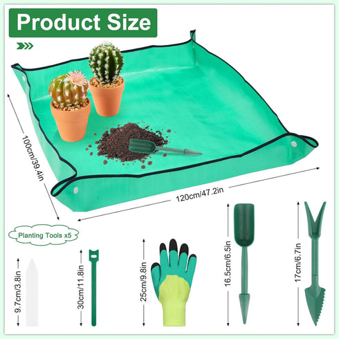 Repotting Mat for Indoor Plants, Waterproof Potting Mat, 47"X39" Planting Mat, Large Plant Repotting Mat, Plant Tray Gardening Mat with Garden Too...