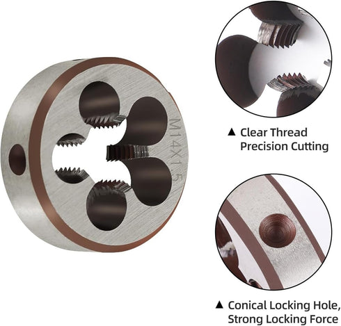 M14 x 1.5 Metric Thread Tap and Die Set, M14 x 1.5mm High-Speed Steel Machine Tap Die Set, Thread Tap And Round Thread Die Right Hand...