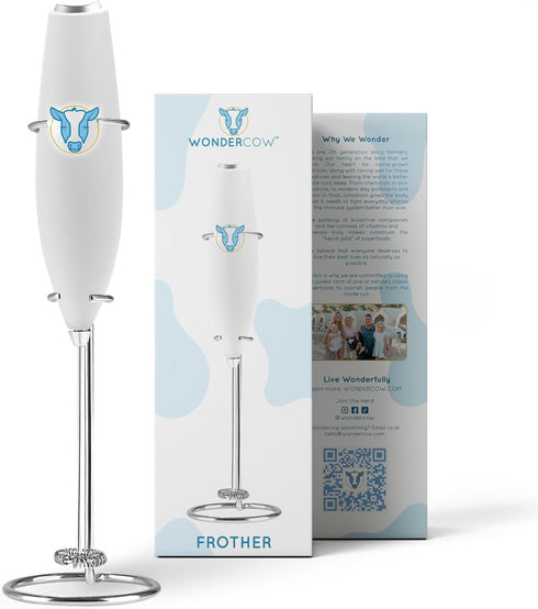 Milk Frother Hand Mixer, Stainless Steel Electric Matcha Whisk, Handheld Mixer for Coffee, Greens, Protein & More, Battery Operated, Easy to Clean...