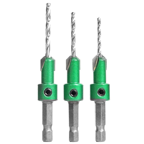 KOWOOD Pro Countersink Drill Bit Set # 6, 8, 10, 3-Piece for Wood,High Speed Steel Woodworking Carpentry Reamer with 1 Free Hex Key Wrench...