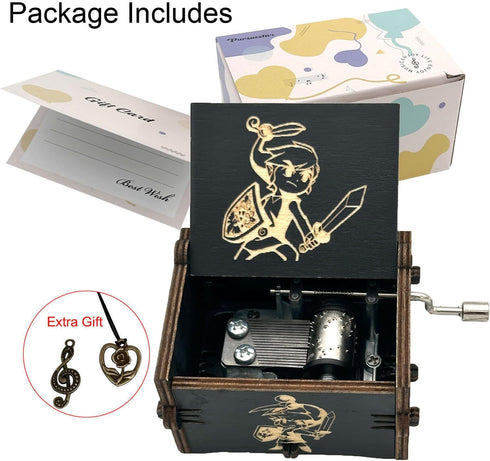 Pursuestar The Legend of Zelda-Storms from Ocarina of Time Wood Music Box, Hand Crank Engraved Vintage Wooden Musical Box for Birthday Valentine W...