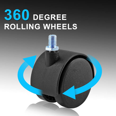 4Pcs 2 Inch Plastic Caster Wheel, Black M8 x 13mm(Around 5/16"x 1/2") Swivel Stem Caster Wheel Workbench Caster for Cart, Furniture Wheels...