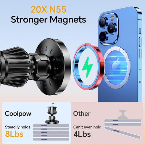 for Magsafe Car Mount Charger Wireless Car Charger Mount?20 Strong Magnets & 15W? Magsafe Car Charger Dashboard, Automobile Car Phone Holder Charg...