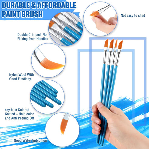 Breling 10 Pcs Paint Angled Brush 1/4 Inch Dagger Brush with Long Handle Dagger Stripes for Acrylic Watercolor Oil Rock Painting Artist Halloween ...