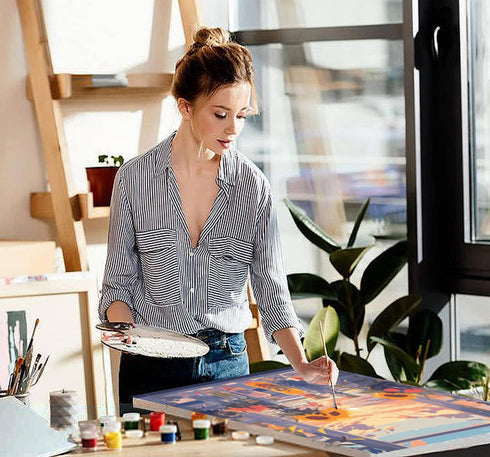 MXCFZX Flowers Paint by Number for Adults Canvas, Sunflowers in a vase Paint by Numbers Kits for Beginner, Drawing Paintwork with Paintbrushes Oil...