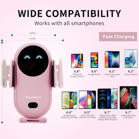 Wireless Car Charger Mount,MAX 15W Qi Fast Charger, Wireless Car Charger Air Vent, Automatic Clamping Phone Holder for iPhone 13/12/11//XS/XR/8, S...