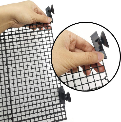 TIHOOD 4PCS Aquarium Divider Tray Plastic Grid Aquarium Egg Crate Light Diffuser, Fish Tank Divider Filter Bottom Isolation with 8PCS Sucker Clip...