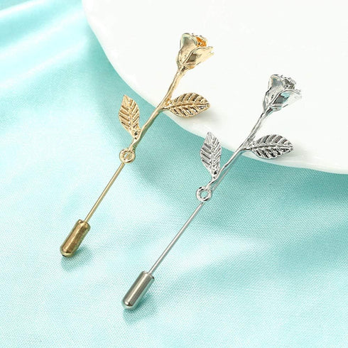 Fashion Men Rose Floral Lapel Stick Brooch Pin Suit Tuxedo Corsage Accessory...
