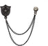Knighthood Brooch Pin Black Shield with Crown Engraving and Black Hanging Crystal Chain Brooch Suit Stud Lapel Pin...