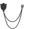 Lapel Pin for Men Shield with Crown Engraving and Hanging Crystal Chain Brooch Suit Stud, Shirt Studs Men's Accessories (Black)...