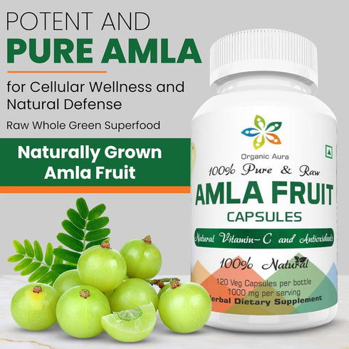 AMLA Capsules. 1000mg per Serving, 120 Veg Capsules. Natural Vitamin C and Antioxidants. Raw Whole Superfood. All Natural, Fresh and Original. No ...