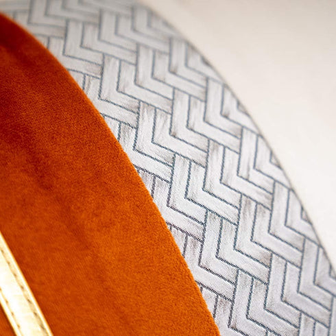 Yangest Burnt Orange Patchwork Velvet Throw Pillow Cover with Gold Striped Leather Cushion Case Modern Luxury Pillowcase for Sofa Couch Bedroom Li...