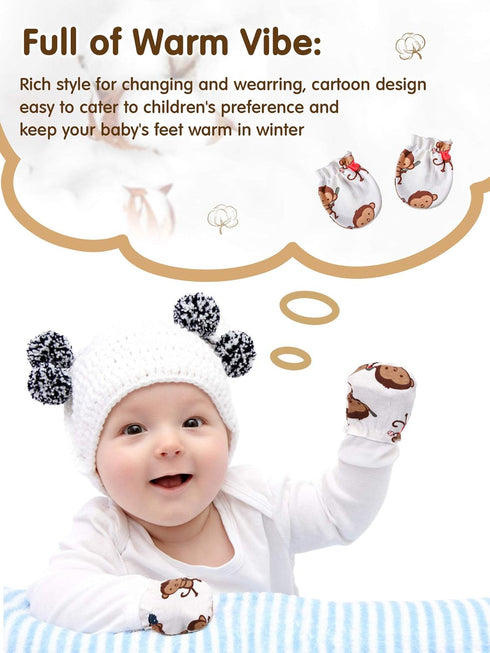 Syhood 20 Pairs Newborn Baby No Scratch Mittens Boy Girl Infant Toddler Unisex Elastic Cotton Wrist Gloves Set for 0-6 Months...