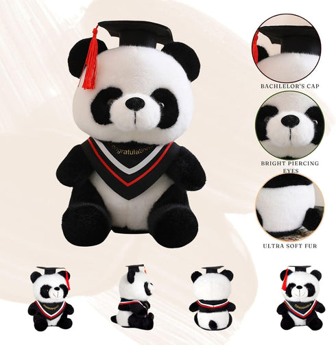 Graduation Bear Panda Stuffed Animal Plushies 2024 graduation gifts 10'' Panda Plush for kindergarten/Elementary/High School/College (Yellow)...