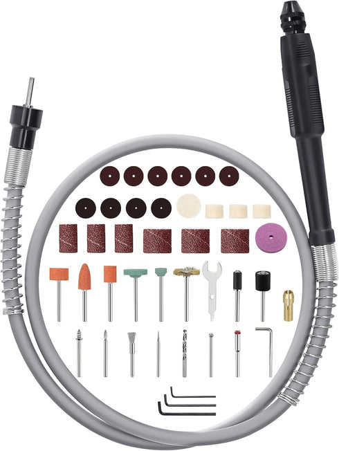 Precision 41.3'' Flex Shaft Adapter Attachment with 40-pcs Rotary Tool Accessory Kit for Grinding and Polishing?Sanding, Drilling, Carving...
