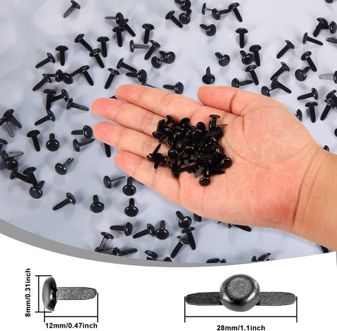 moinkerin 200 Pcs Mini Brads Metal Brad Fasteners Split Pins PastelRound Brads for Paper Craft DIY Stamping Scrapbooking (Black, 0.3 X 0.47 Inch)...