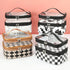 Double Layer Cosmetic Bag Toiletry Bag Makeup Bag Organizer Large Capacity Waterproof Makeup Case for Travel and Daily Use (coffee diamond plaid)...