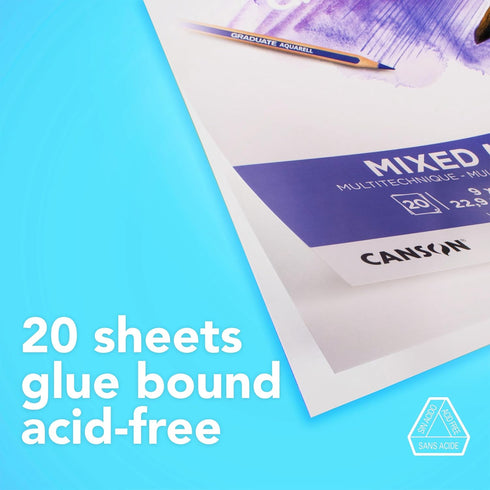 Canson Graduate Mixed Media Pad, Foldover, 9x12 inch, 20 Sheets | Artist Paper for Adults and Students - Watercolors, Mixed Media, Markers and Art...