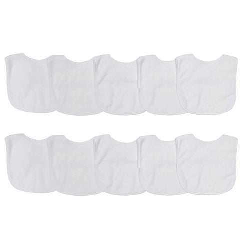 Neat Solutions 2-Ply Knit Terry Solid Color Feeder Bibs in White - 10 Count(Pack of 1)...