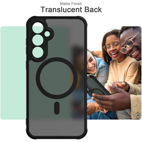 Magnetic Case for Samsung Galaxy S23 FE (6.4 Inch) Matte Translucent Back + TPU Bumper Shockproof Phone Cover with Built-in Magnet for Galaxy S23 ...