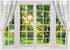 Allenjoy 7x5ft Spring Window Scenery Photography Backdrop White Windowsill Floral Green Forest Natural Photocall Background Party Banner Wall Deco...