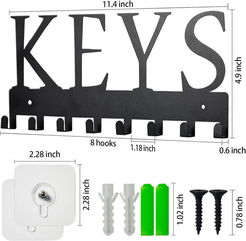 HappyHapi Key Holder Wall Mount, Metal Key Holder for Wall Decorative with 8 Key Hooks, Key Organizer Rack Hanger for Home, Entryway, Front Door, ...