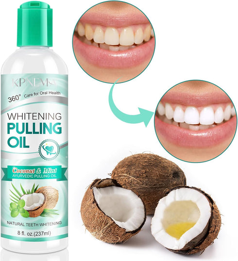 Coconut Mint Oil Pulling Mouthwash, Natural Coconut Oil Mint Mouthwash Keeps Breath Fresh Suitable for Dates and Daily Oral Care, White Teeth & He...