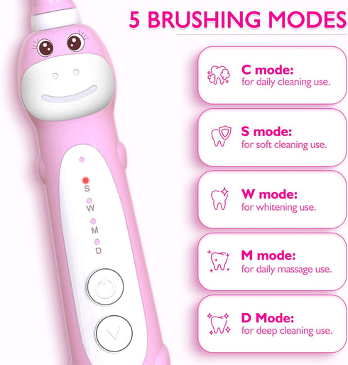 Dinosaur Toothbrush, Kids Sonic Electric Toothbrush for Children, Toddlers Boys Girls Age 3-12 with 30s Reminder, 2 Mins Timer, 5 Modes, 8 Brush H...